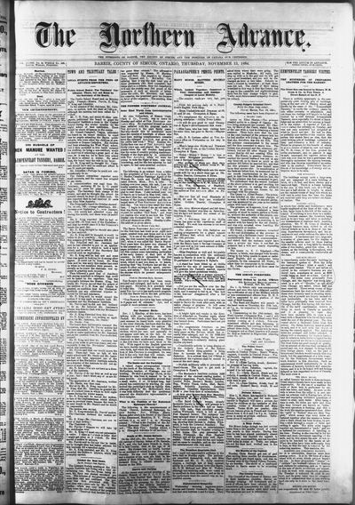 Northern Advance, 13 Nov 1884