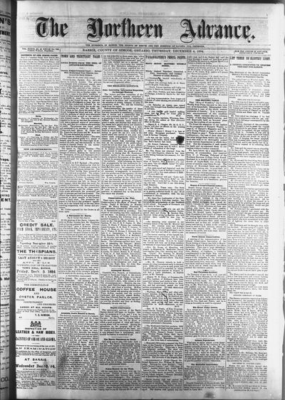 Northern Advance, 4 Dec 1884