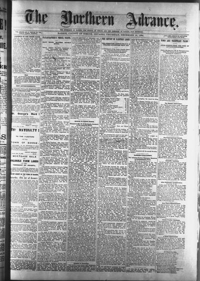 Northern Advance, 18 Dec 1884