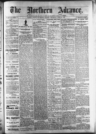 Northern Advance, 30 Apr 1885