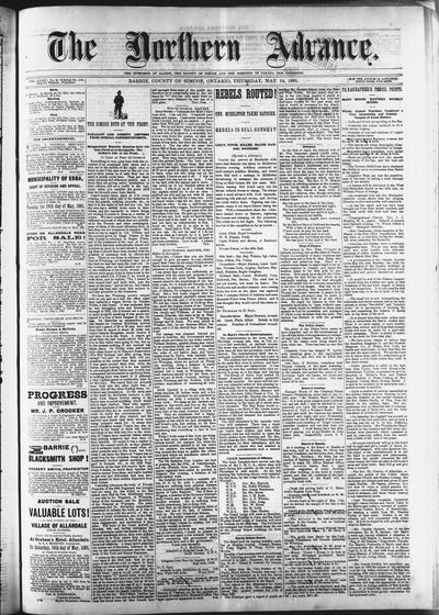 Northern Advance, 14 May 1885