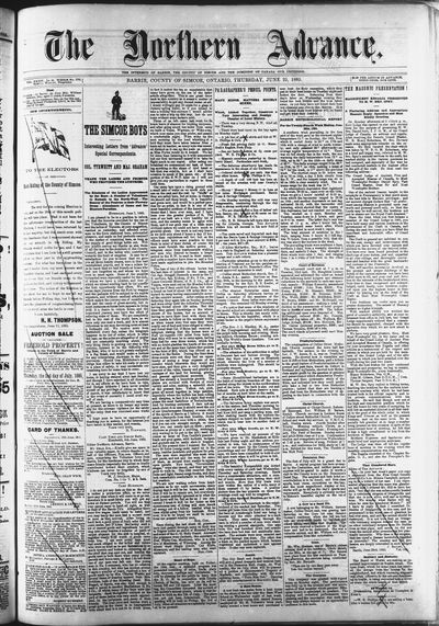 Northern Advance, 25 Jun 1885