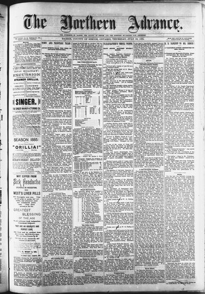 Northern Advance, 16 Jul 1885