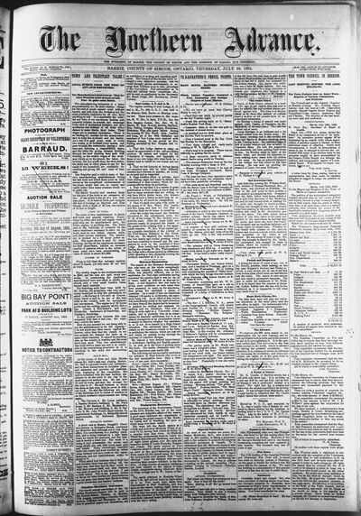 Northern Advance, 30 Jul 1885