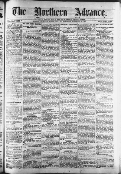 Northern Advance, 26 Nov 1885