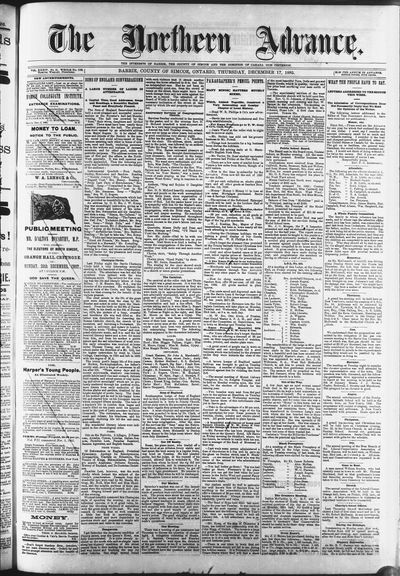 Northern Advance, 17 Dec 1885