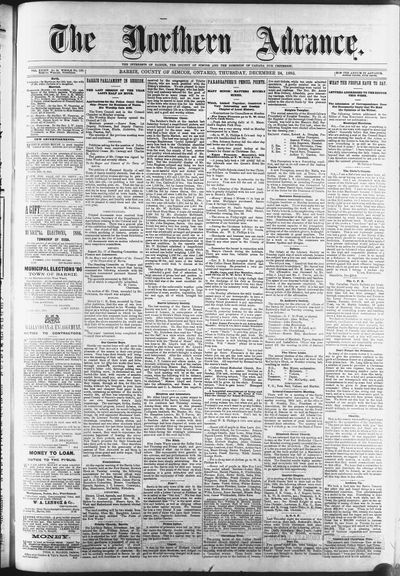 Northern Advance, 24 Dec 1885