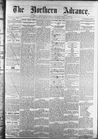 Northern Advance, 25 Feb 1886