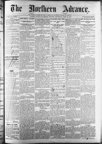 Northern Advance, 22 Apr 1886