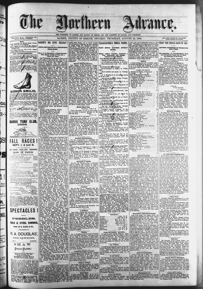 Northern Advance, 19 Aug 1886