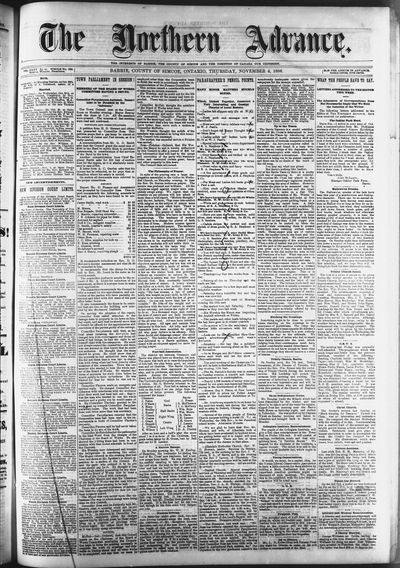 Northern Advance, 4 Nov 1886