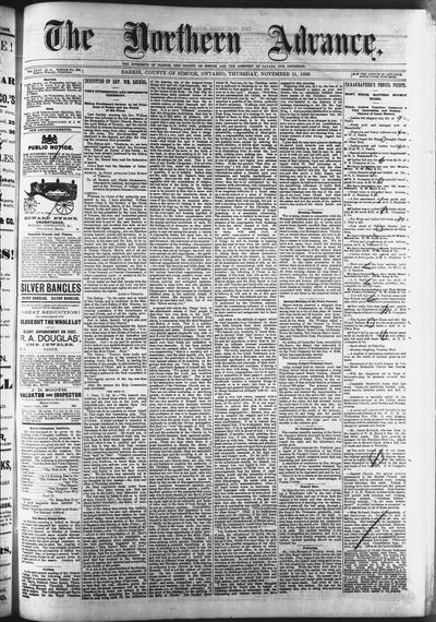 Northern Advance, 11 Nov 1886