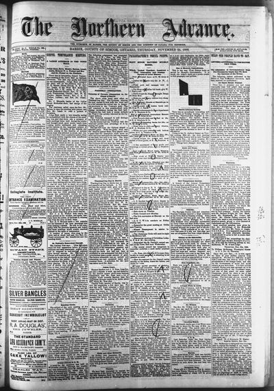 Northern Advance, 25 Nov 1886