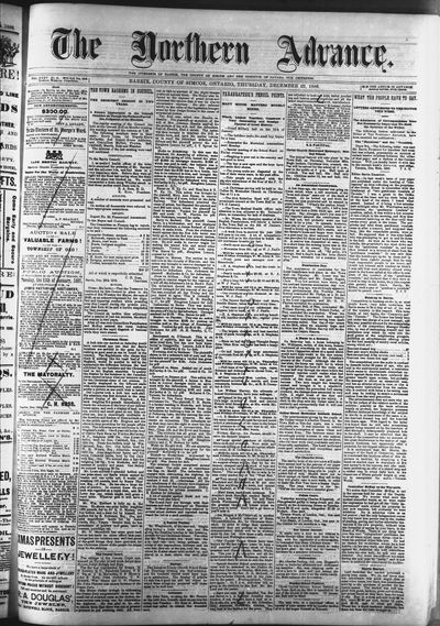 Northern Advance, 23 Dec 1886