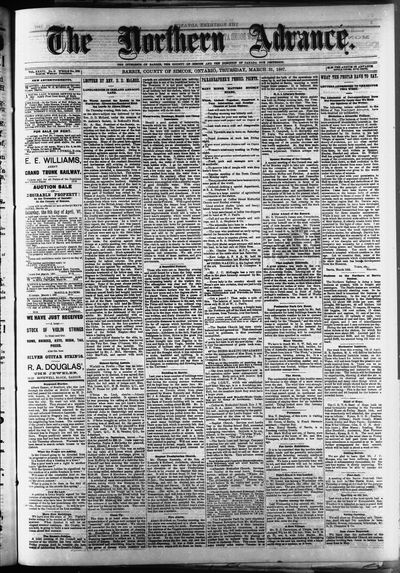 Northern Advance, 31 Mar 1887