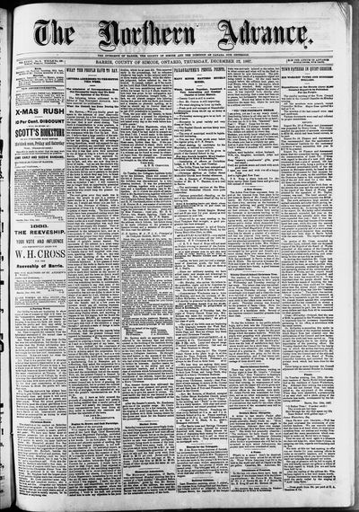 Northern Advance, 22 Dec 1887