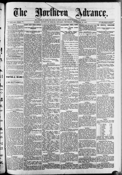 Northern Advance, 29 Dec 1887