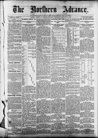 Northern Advance, 5 Jan 1888