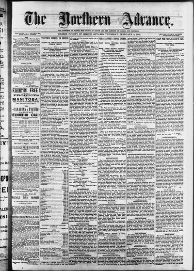 Northern Advance, 9 Feb 1888