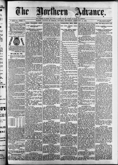 Northern Advance, 16 Feb 1888