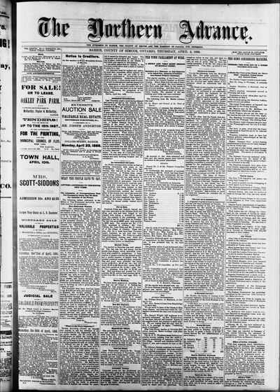 Northern Advance, 5 Apr 1888