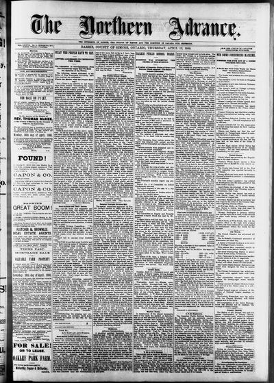 Northern Advance, 12 Apr 1888