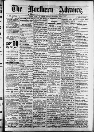 Northern Advance, 19 Apr 1888