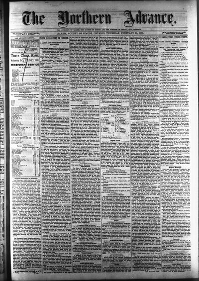 Northern Advance, 21 Feb 1889