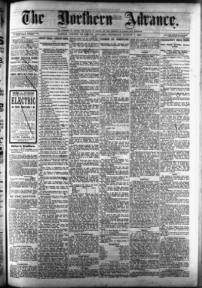 Northern Advance, 8 Aug 1889