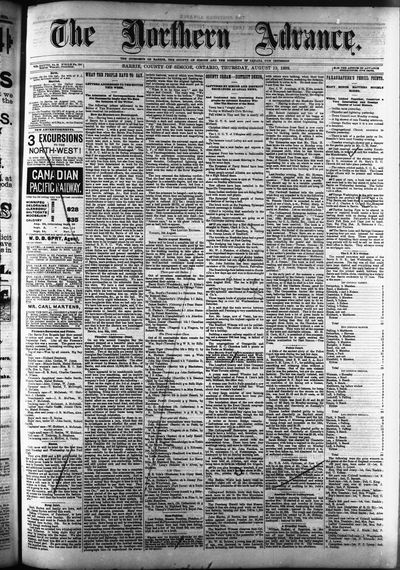 Northern Advance, 15 Aug 1889