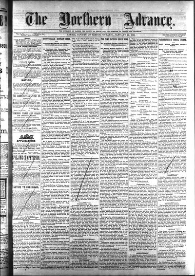 Northern Advance, 22 Jan 1891