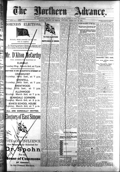 Northern Advance, 26 Feb 1891