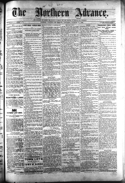 Northern Advance, 11 Aug 1892