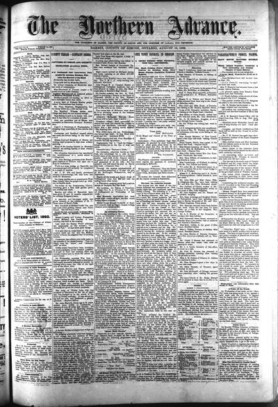 Northern Advance, 18 Aug 1892