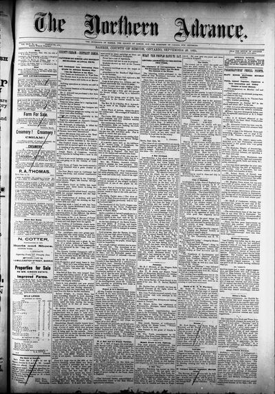 Northern Advance, 26 Sep 1895