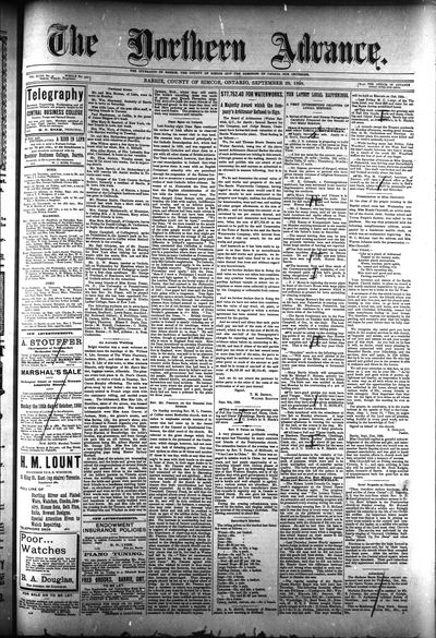 Northern Advance, 29 Sep 1898