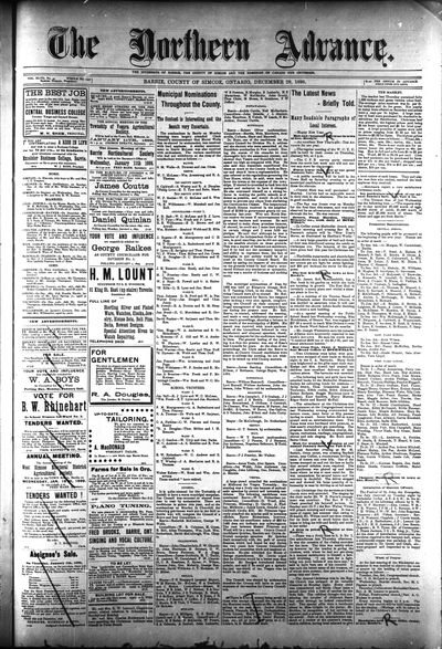 Northern Advance, 29 Dec 1898