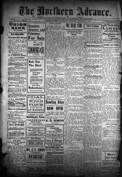 Northern Advance, 21 Jan 1909