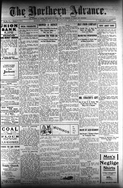 Northern Advance, 10 Mar 1910