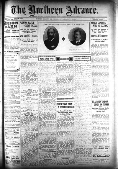 Northern Advance, 3 Nov 1910