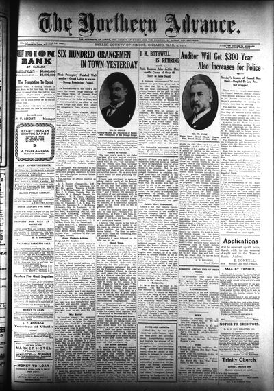 Northern Advance, 9 Mar 1911