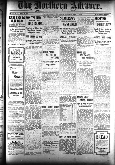 Northern Advance, 14 Mar 1912