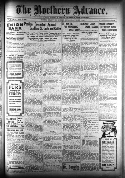 Northern Advance, 8 Aug 1912