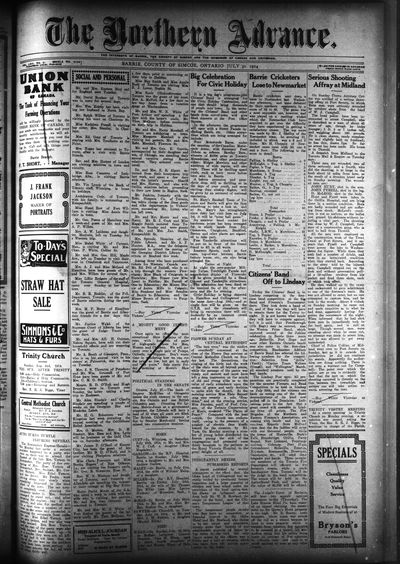 Northern Advance, 30 Jul 1914