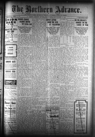 Northern Advance, 10 Sep 1914