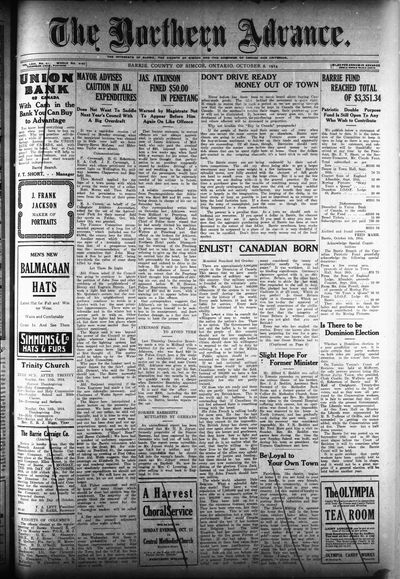 Northern Advance, 8 Oct 1914