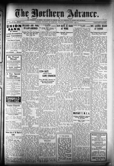 Northern Advance, 18 Nov 1915