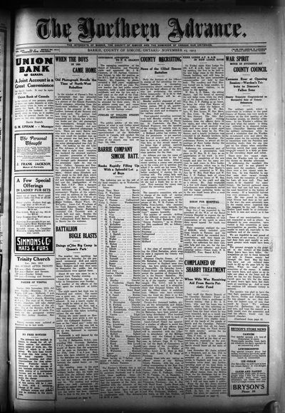 Northern Advance, 25 Nov 1915