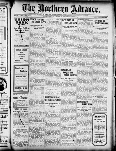 Northern Advance, 5 Oct 1916