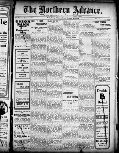 Northern Advance, 23 Nov 1916